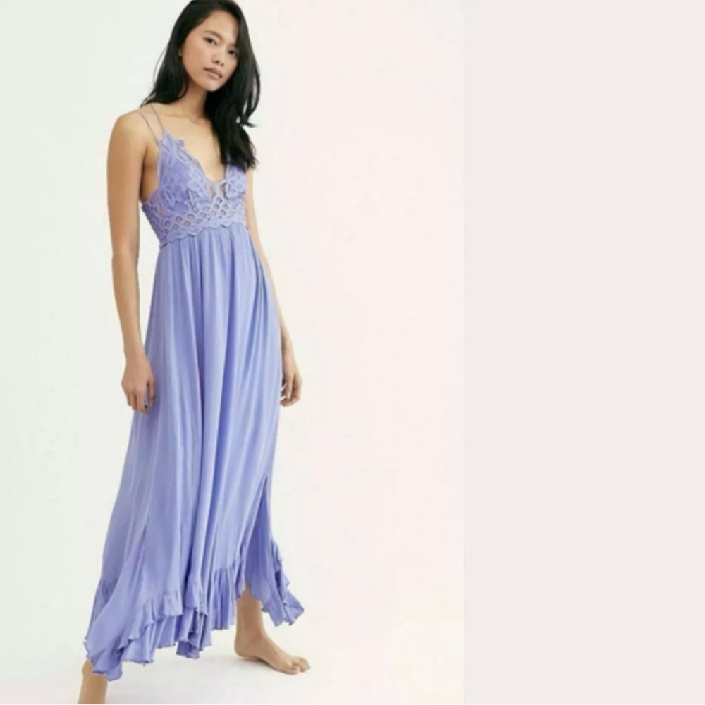 Free People Adella Crochet Lace Maxi Boho Purple Dress - Picture 1 of 7